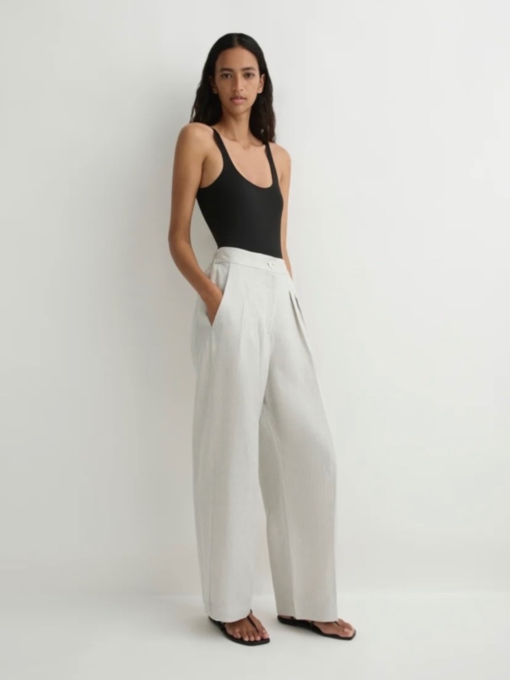 NWT BONDI BORN Delphi Pleat Pants Linen Dove 0-2 S Wide Leg
